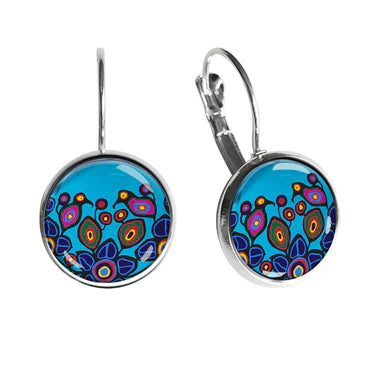 "Flowers and Birds" Dome Earrings - Chaiya Home & Garden Decor