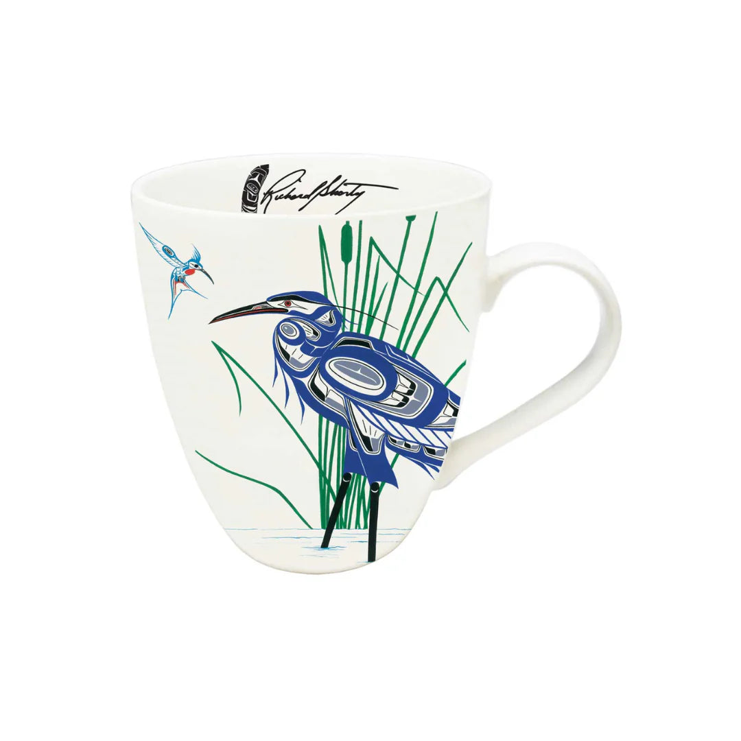 "Hummingbird and Blue Heron" Indigenous Art Mug - Chaiya Home & Garden Decor