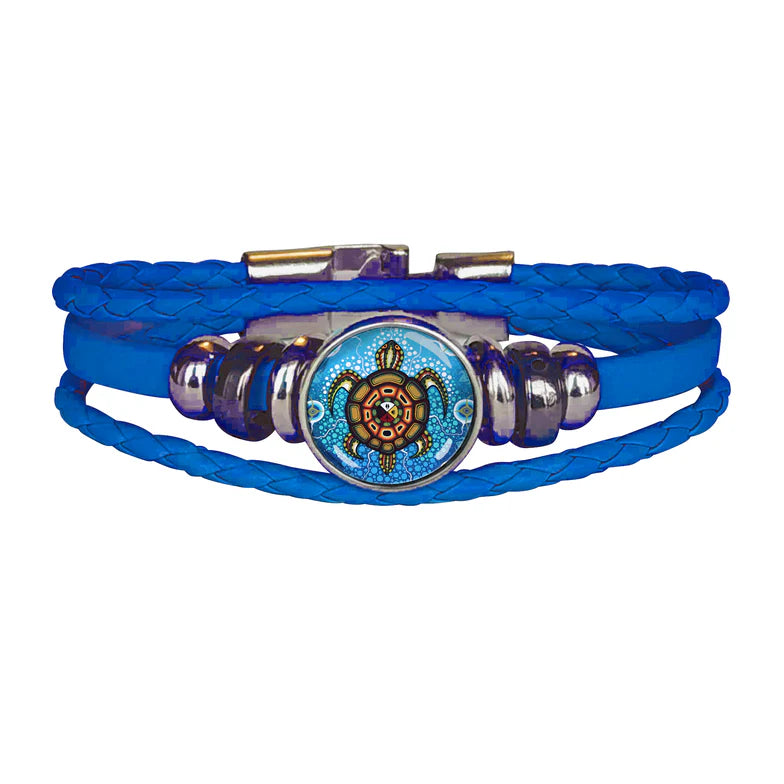 "Medicine Turtle" Leath. Bracelet