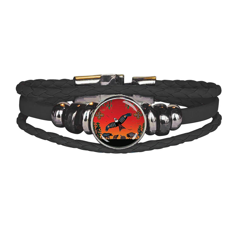 "Seven Grandfather Teachings" Leatherette Bracelet